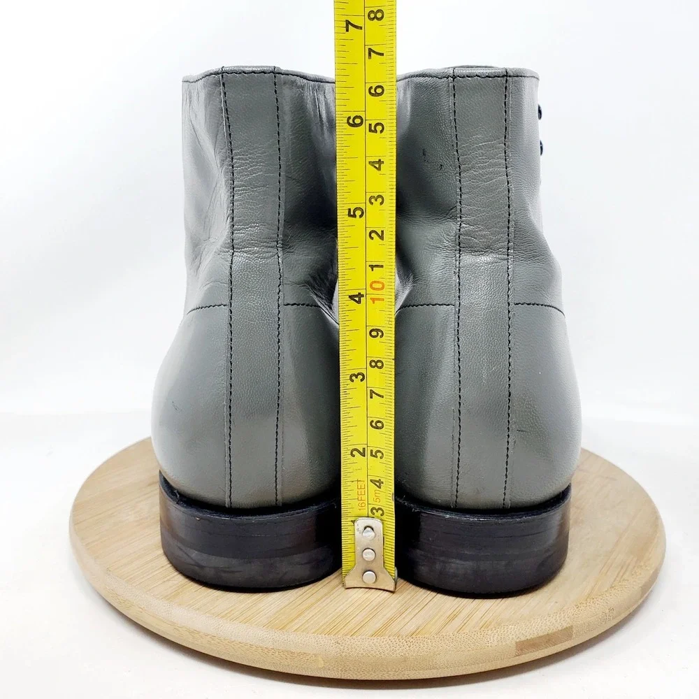 Stacy Adams Madison Boots Mens 11 E Grey Leather Cap‎ Toe Dress Ankle Shoes